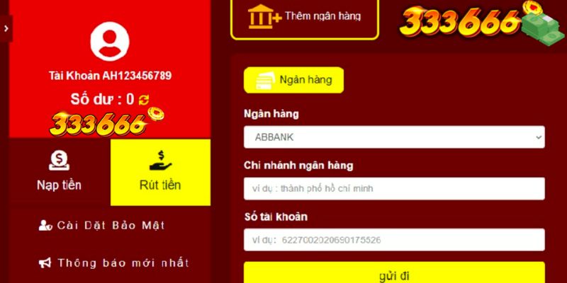 Đáp ứng các điều kiện khi rút tiền 333666
